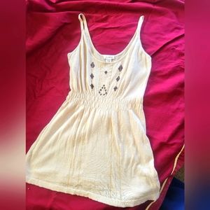 Refuge - Tan Sweater Tank Top Embellished with beads gathered waist size L